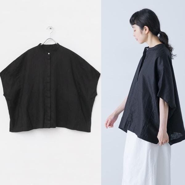 かぐれ　リネンスクエアケープシャツ