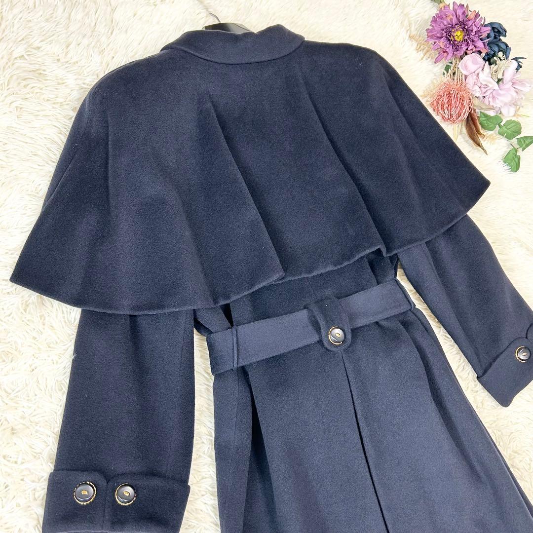 Leilian レリアン 2wayケープカラーチェスターコート ウール カシミヤ