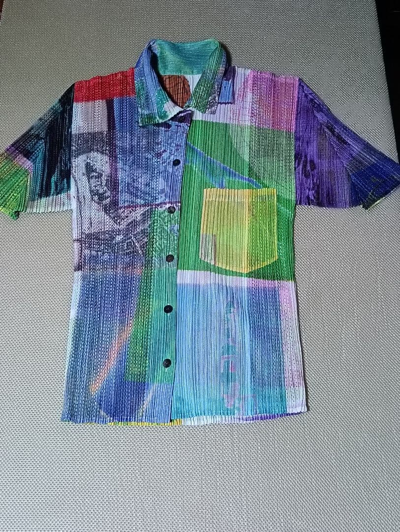 PLEATS PLEASE カラフル☆襟付き半袖シャツ 胸ポケット付