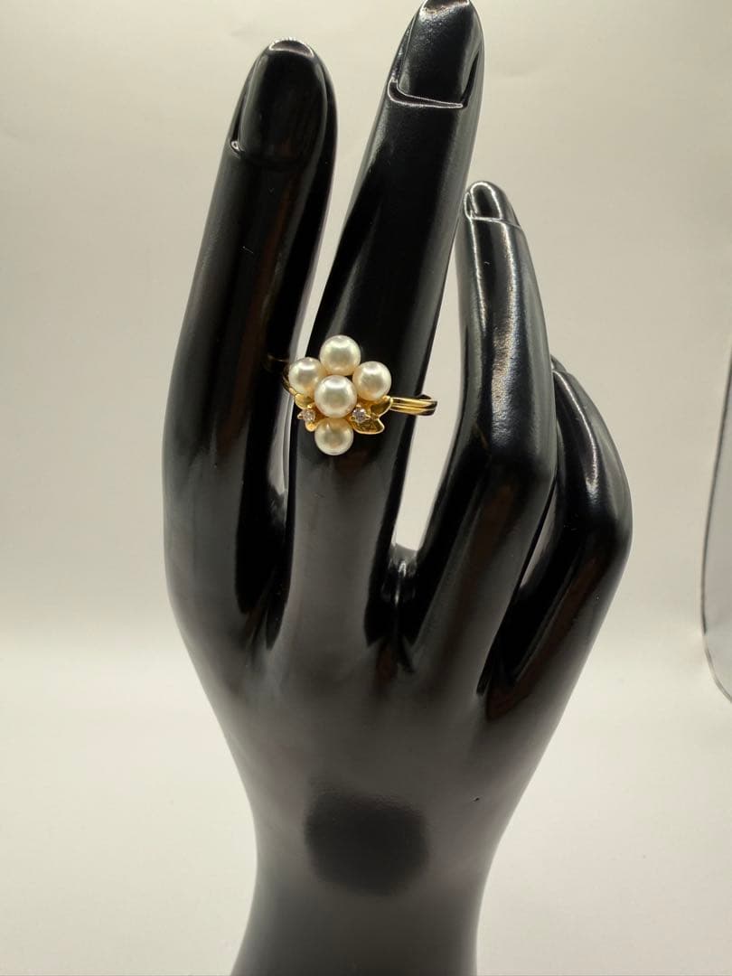 K18 パール ダイヤモンド リング 12号