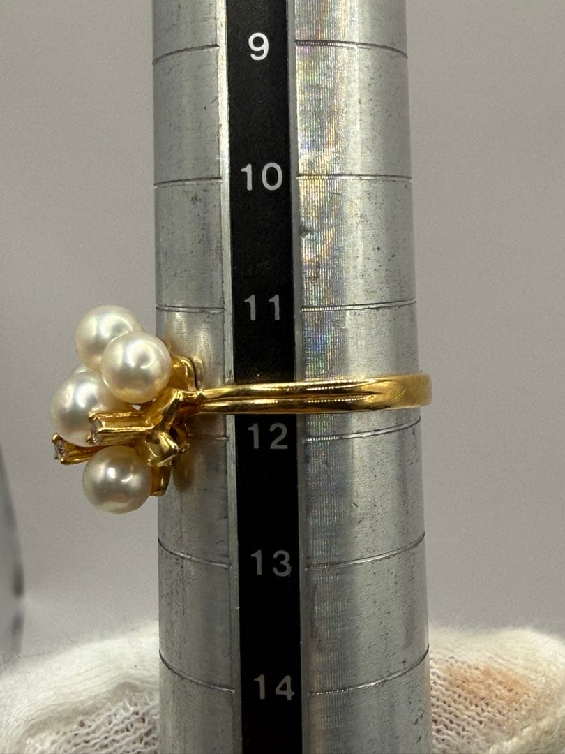 K18 パール ダイヤモンド リング 12号