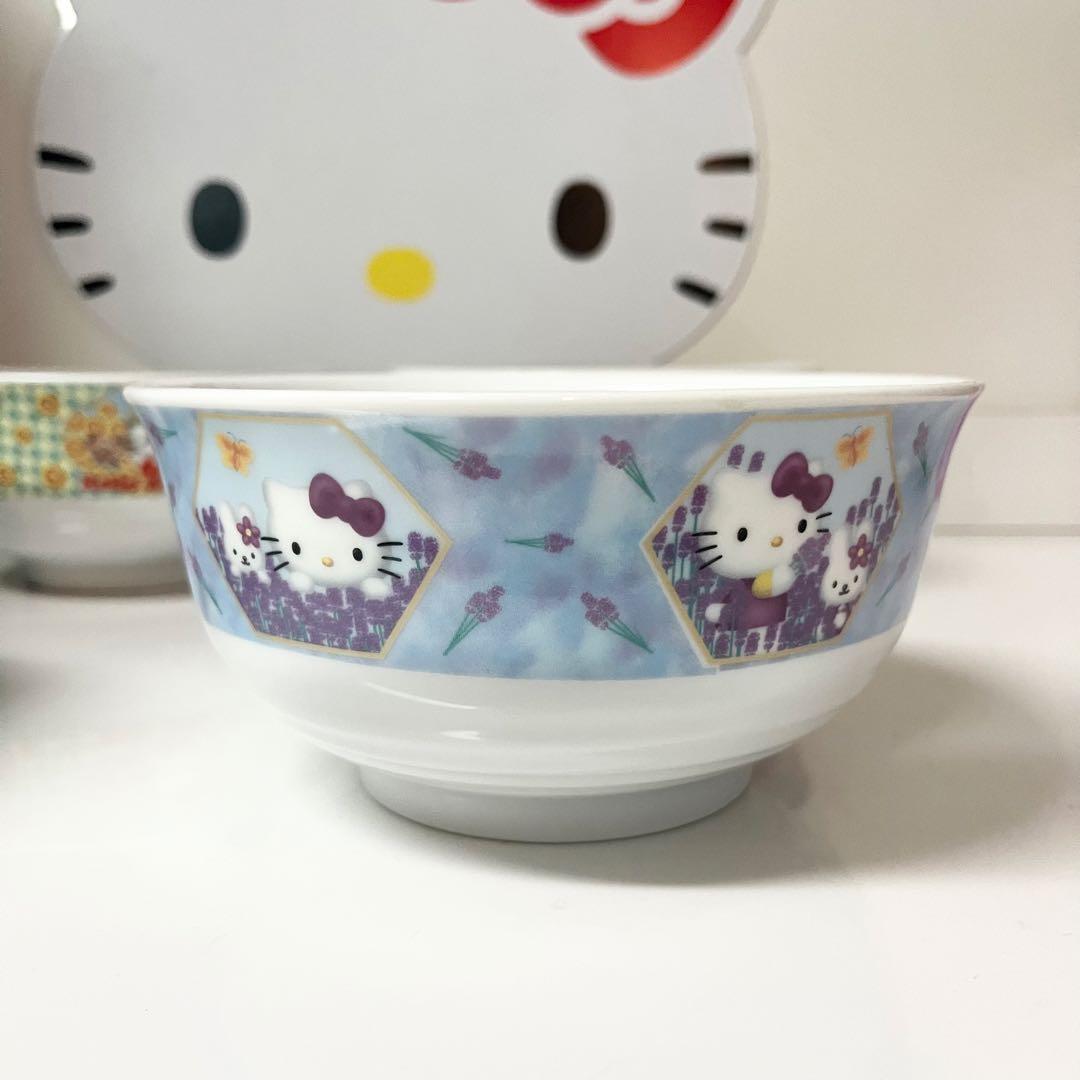 【未使用】ハローキティ ラーメンめぐり　有田焼　丼４個セット