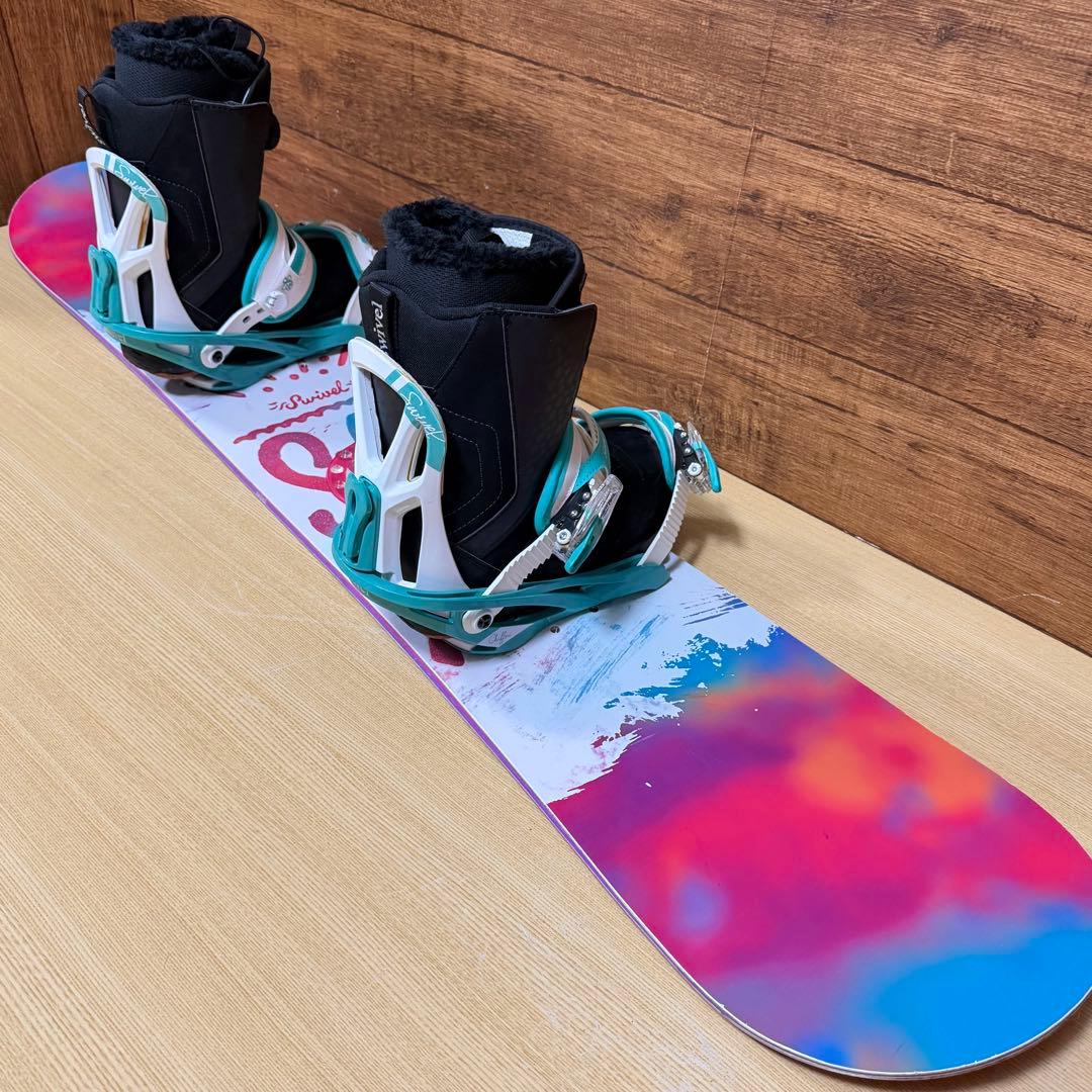 美品　SWIVELスウィベル　レディース　スノーボード4点　142cm かわいい