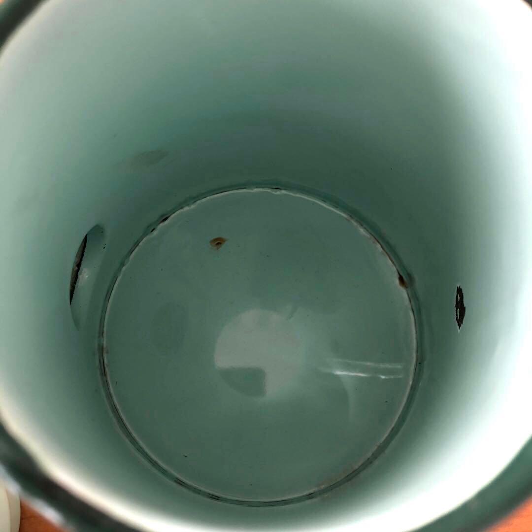 古いホーローポット　琺瑯　フランス　アンティーク　漉し器　カフェ　no.223