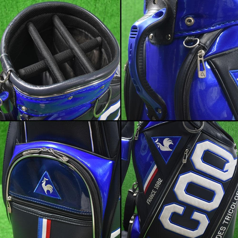 ルコックスポルティフ/ゴルフ エナメルキャディバッグ9.5型【ネイビー】中古！