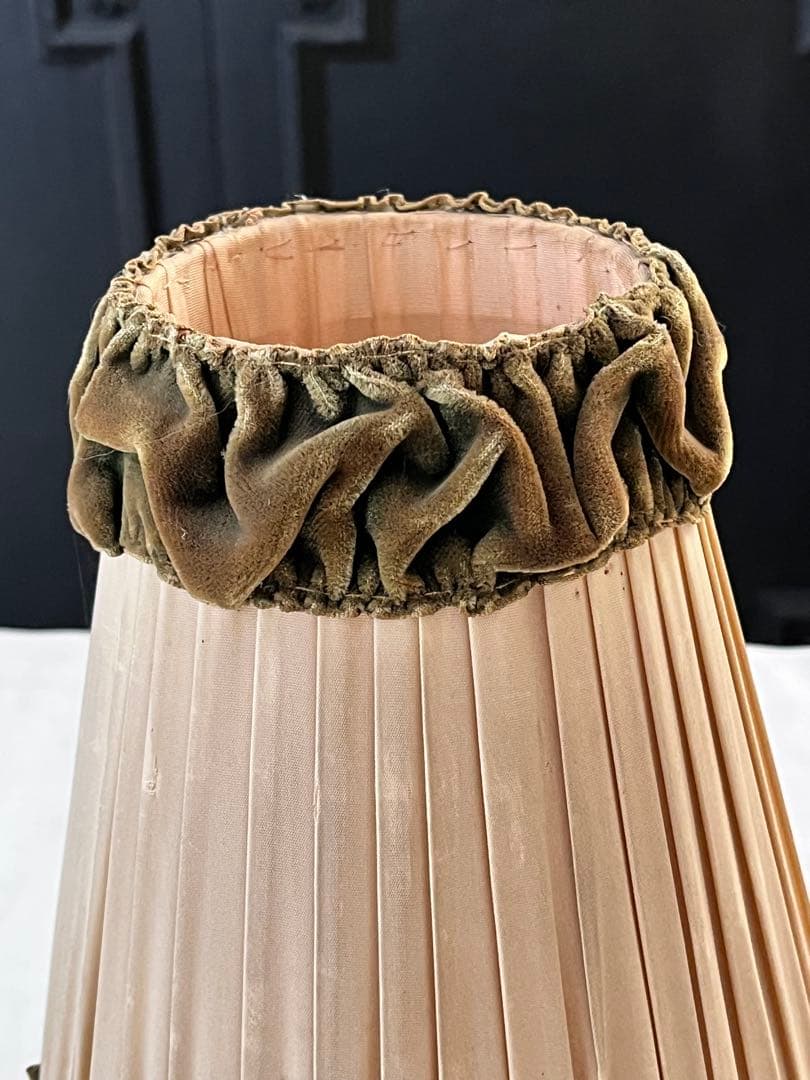 【美品】フランスヴィンテージ アイアンの持手 布シェードランプ[3108]