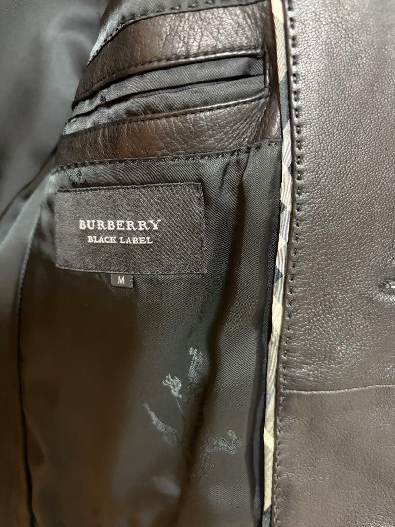 バーバリーブラックレーベル Mレザー テーラードジャケット 三陽商会ノバチェック