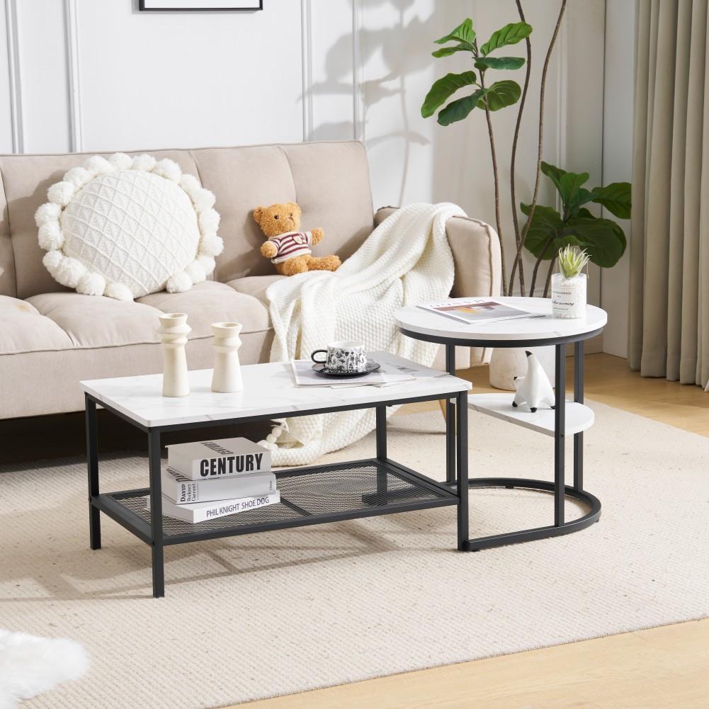 ネストテーブル 2点セット 入れ子式 1台3役 収納付き センターテーブル