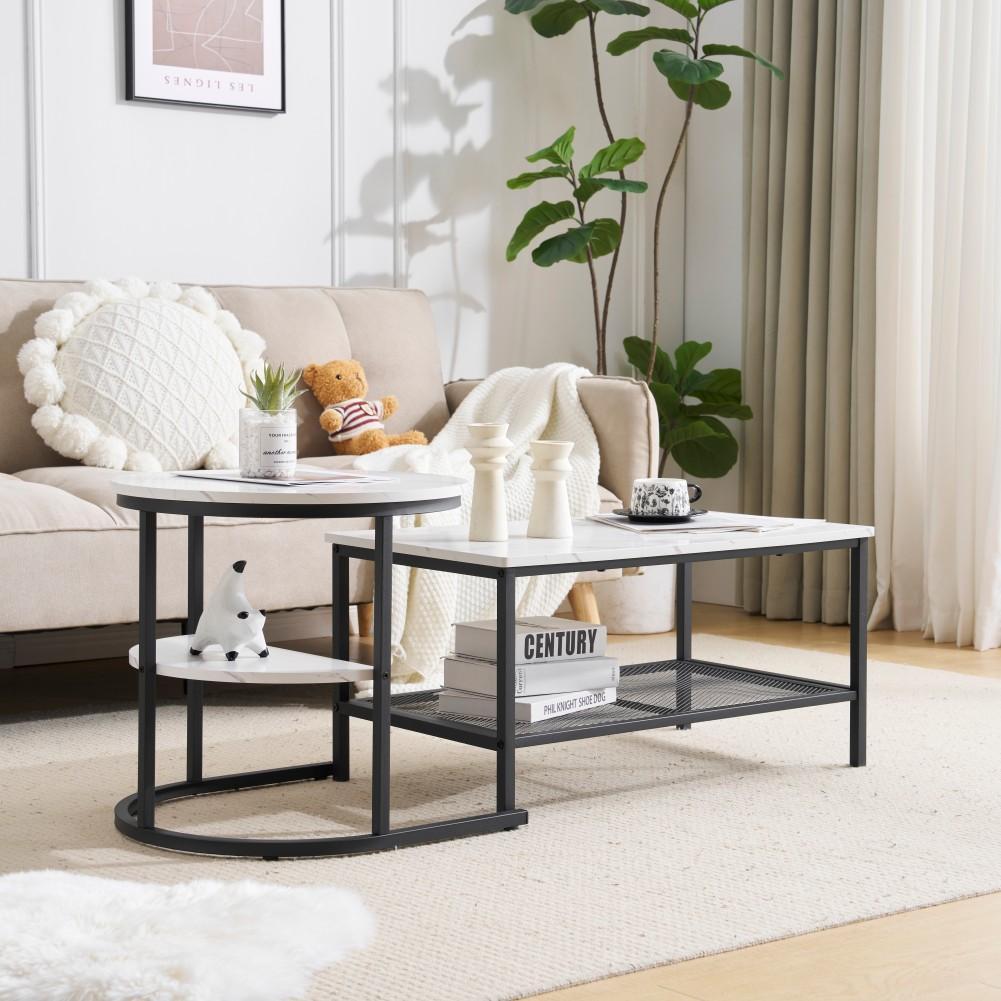 ネストテーブル 2点セット 入れ子式 1台3役 収納付き センターテーブル