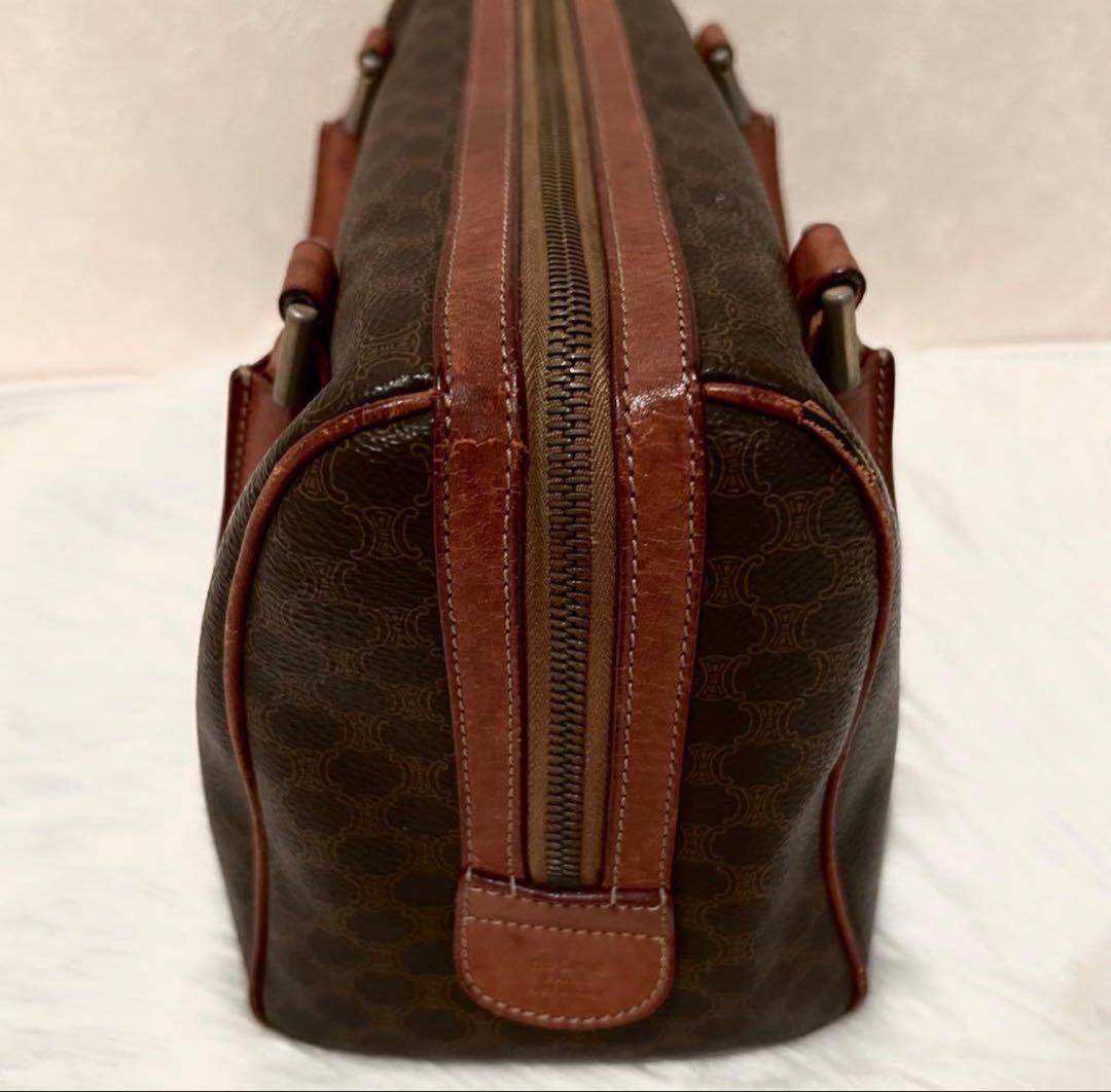 セリーヌ　ミニボストン　トリオンフ　マカダム　レザー　ブラウン