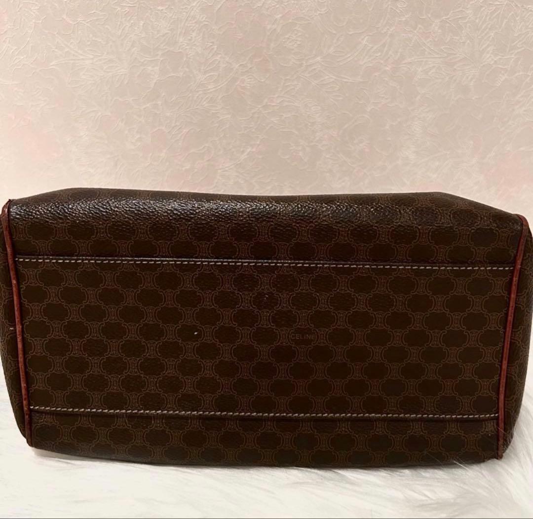 セリーヌ　ミニボストン　トリオンフ　マカダム　レザー　ブラウン
