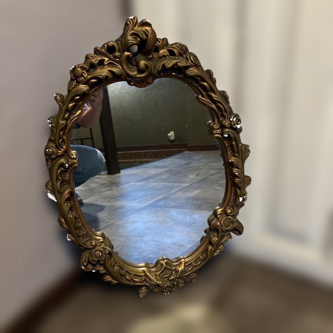 アンティーク鏡＊石膏＊ゴールド