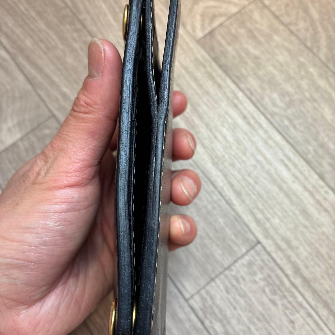 イタリアンレザー　ミドルトラッカーウォレット　真鍮　お札を折らずに収納　タイプB