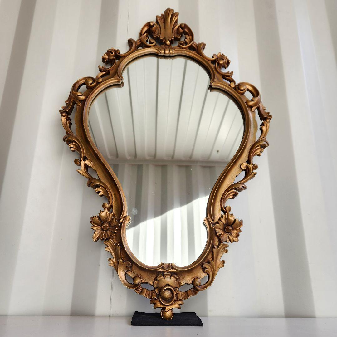 ロココ アンティーク ゴールド ギルト ウッド 装飾フレーム ウォールミラー