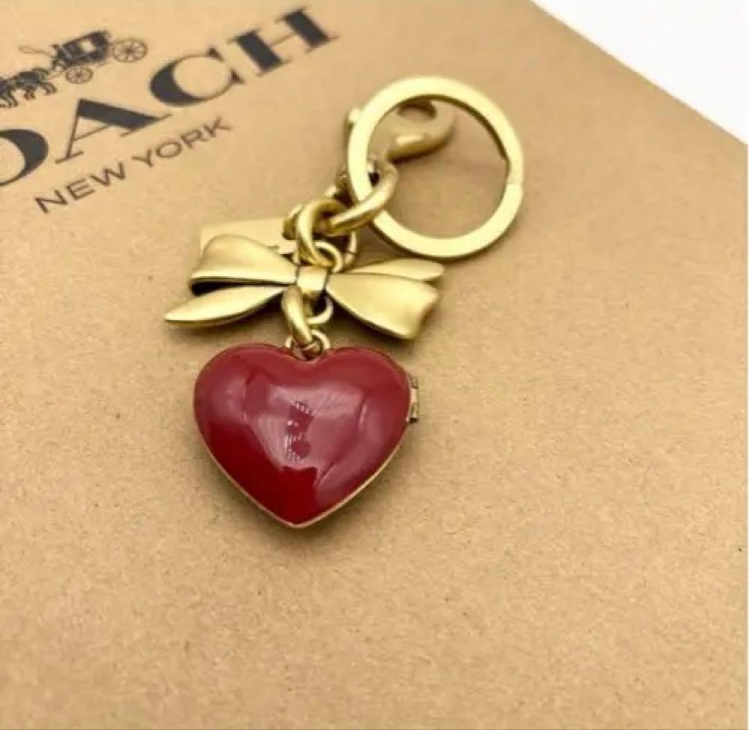 n*o様 【COACH☆新品】ボウ ハート ロケット バッグ チャーム！ブラス