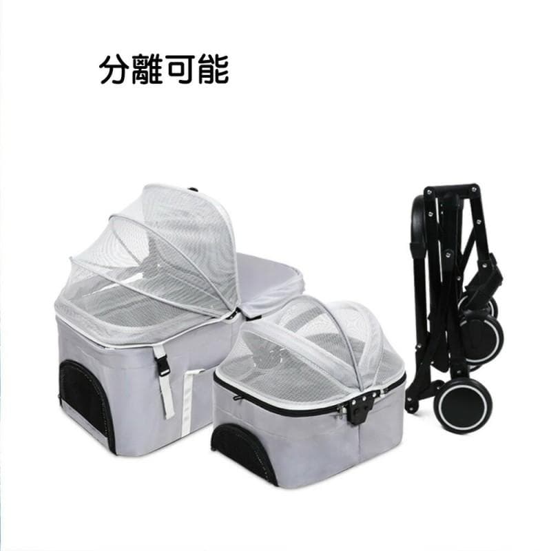 小型犬猫用折りたたみペットカート 対面式 軽量 耐荷重20kg 4輪ペットバギー