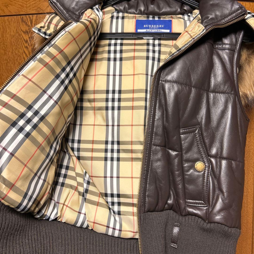 Burberry ブラウン レザー ダウンベスト
