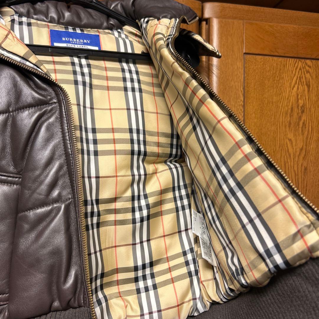 Burberry ブラウン レザー ダウンベスト
