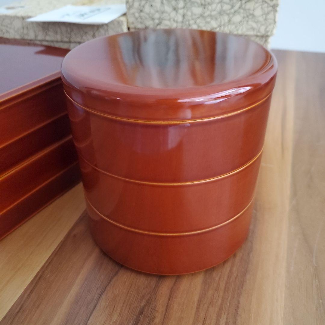 未使用★飛騨春慶塗 漆塗り 円形容器 箱付き