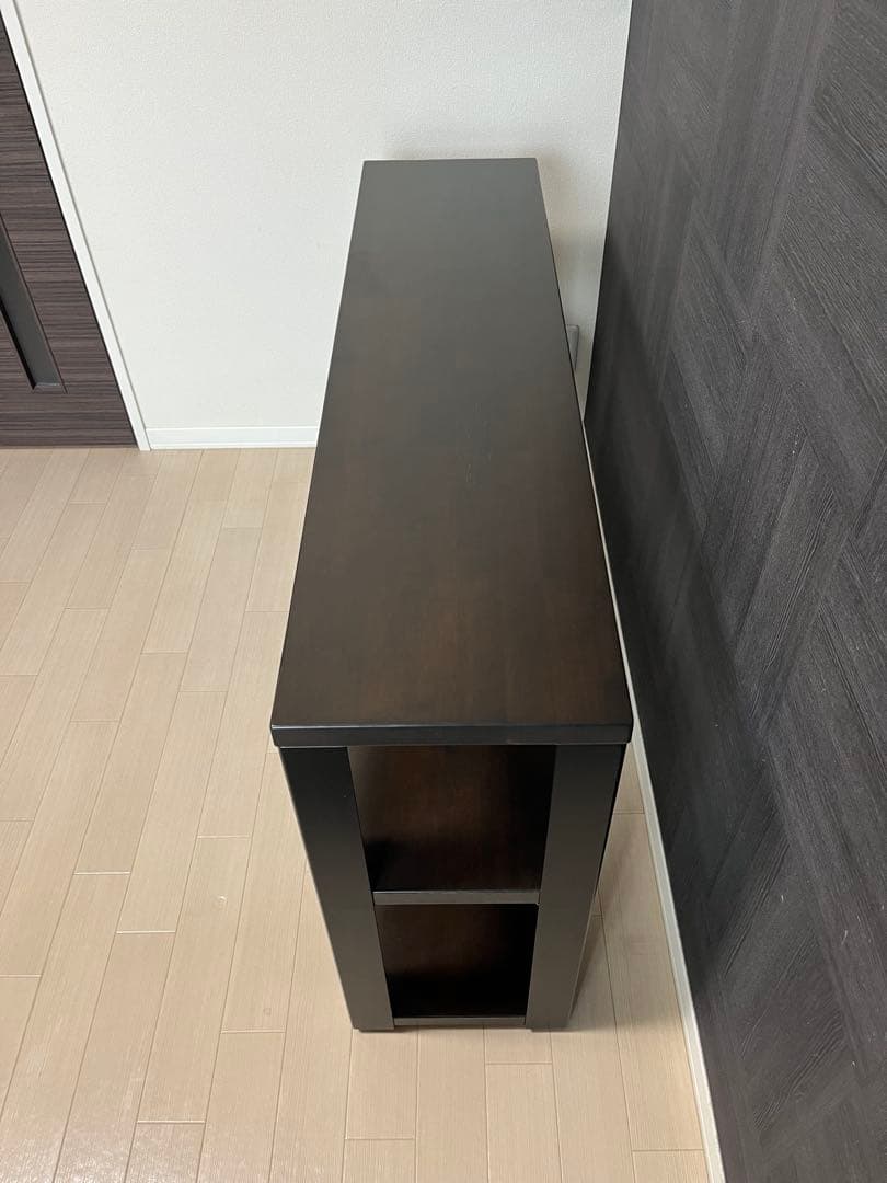 ラバーウッド ブラックブラウン 木製シェルフ 3段