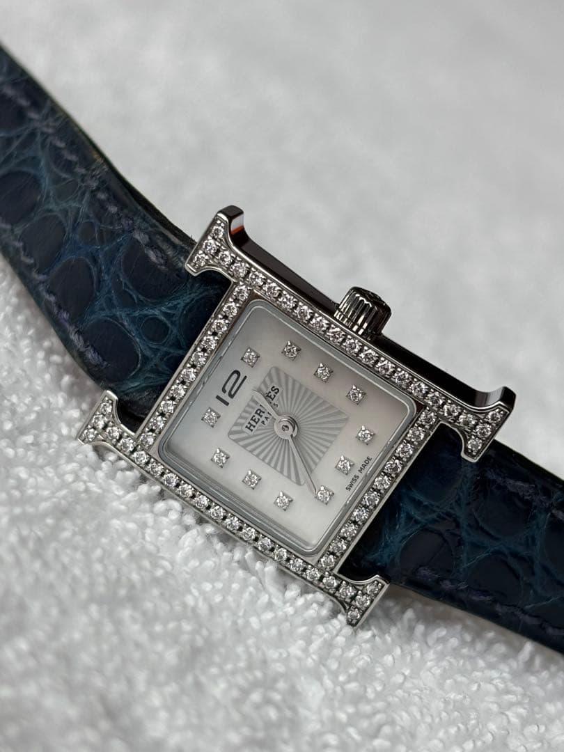 エルメスHERMES HH1.130 Hウォッチミニ ダイヤベゼル 11Pダイヤ