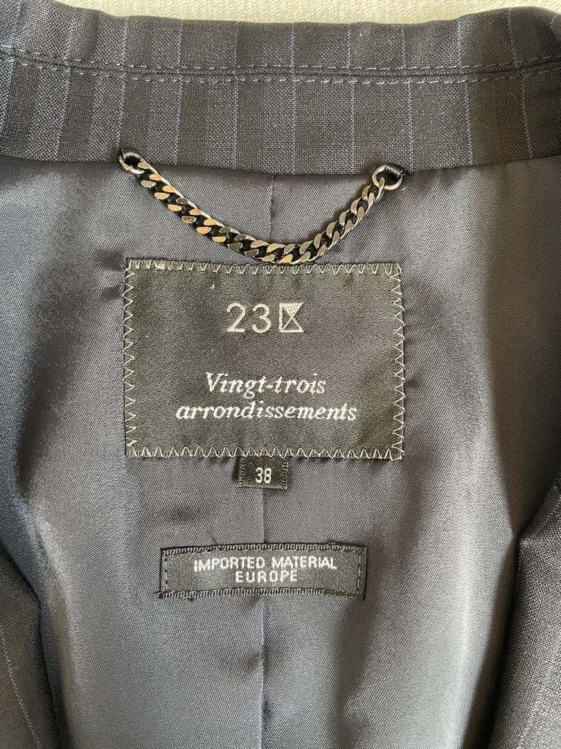 23区　セットアップ　パンツスーツ　ストライプ　ネイビー　上38 下36 美品