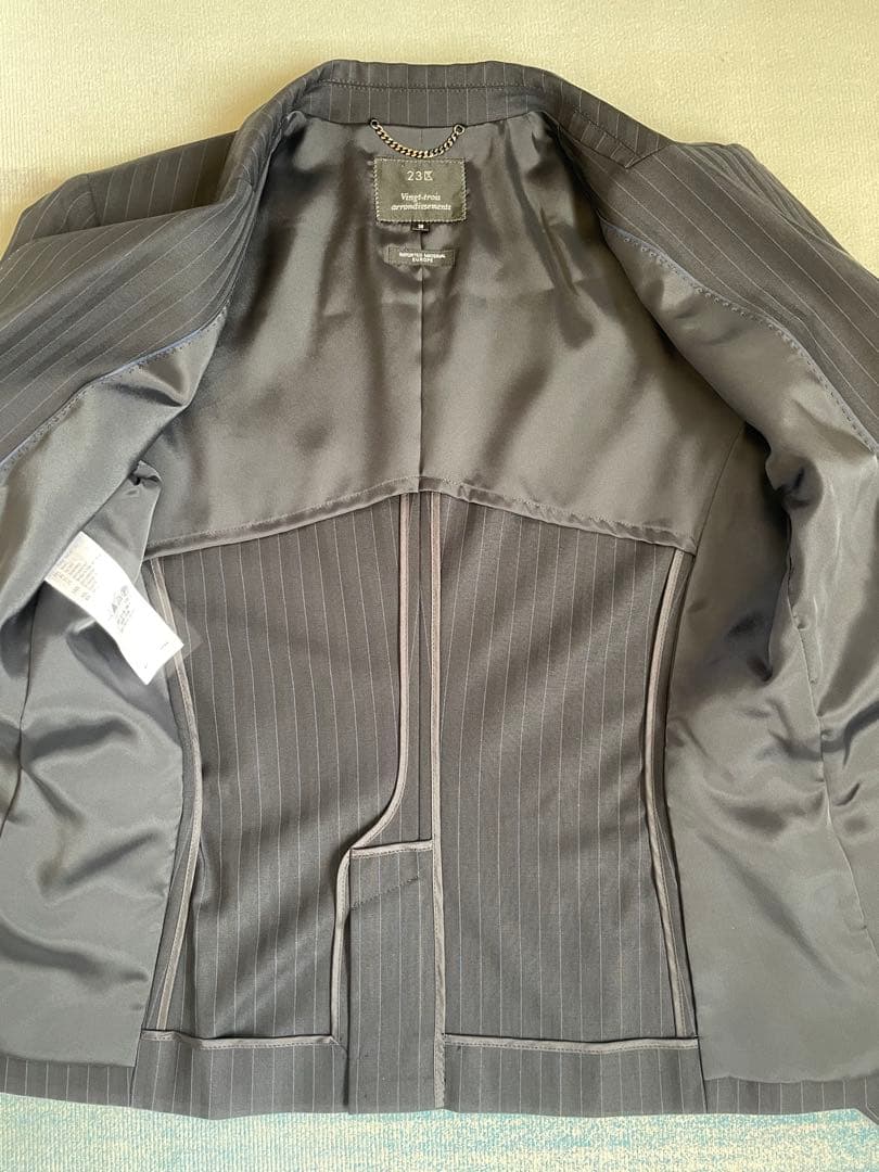 23区　セットアップ　パンツスーツ　ストライプ　ネイビー　上38 下36 美品