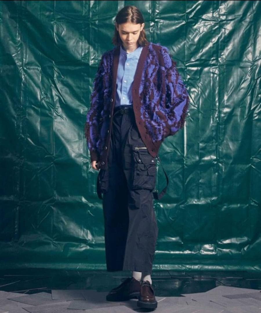 ネオグランジプライムオーバーフリンジジャガードVネックニットカーディガン