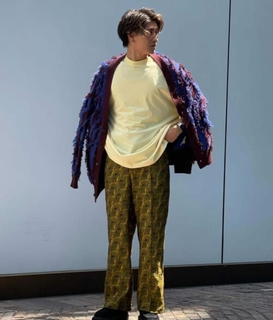 ネオグランジプライムオーバーフリンジジャガードVネックニットカーディガン