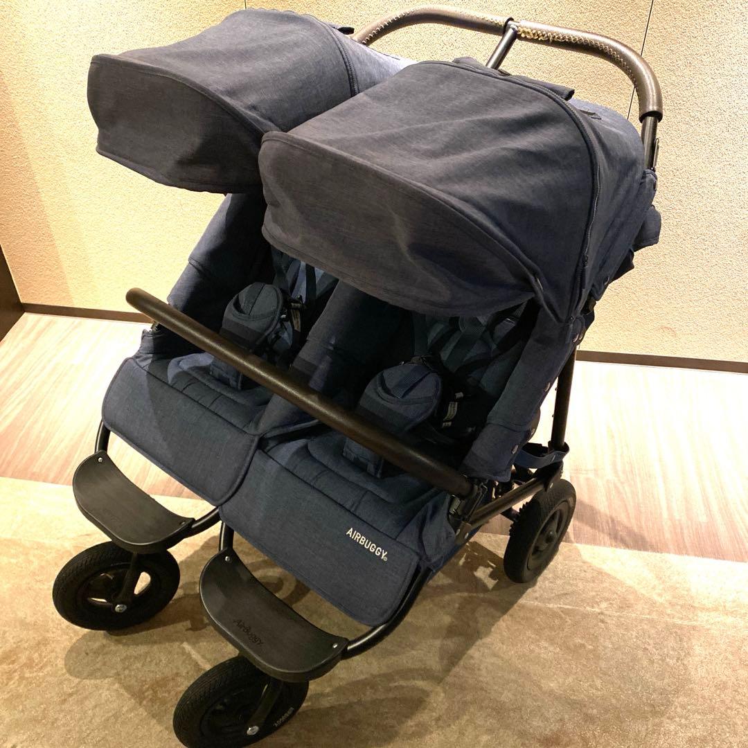 【処分特価】AirBuggy ココダブル アースブルー 0か月~ 双子ベビーカー