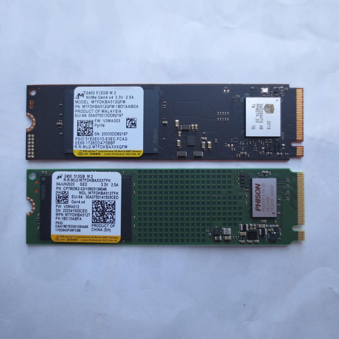 M.2 2280 NVMe SSD 512GB 2枚