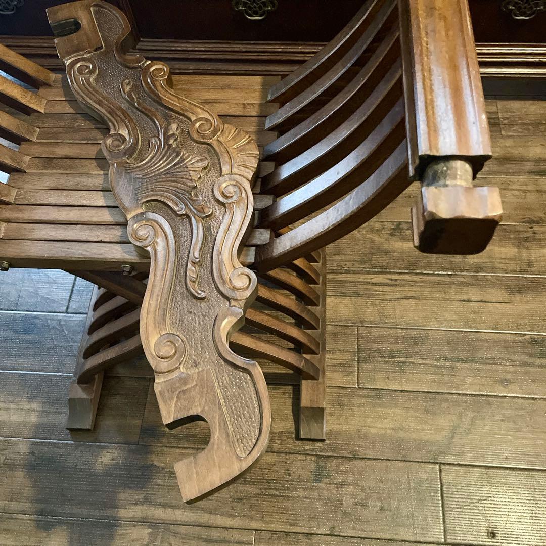 r105r118 イタリア製 サヴォナローラチェア ライオンチェア 折り畳み椅子