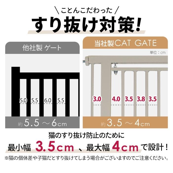 【新品／箱破損】猫　脱走防止ゲート　高さ186.5cm　突っ張り式　ライトグレー