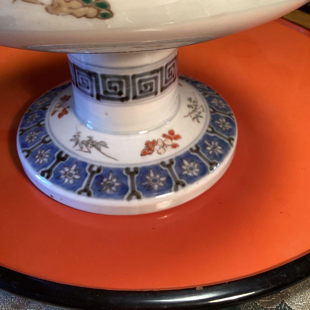 A1030 古伊万里　染錦手　見込宝船　鳳凰紋様　盃洗　　1客（箱付）