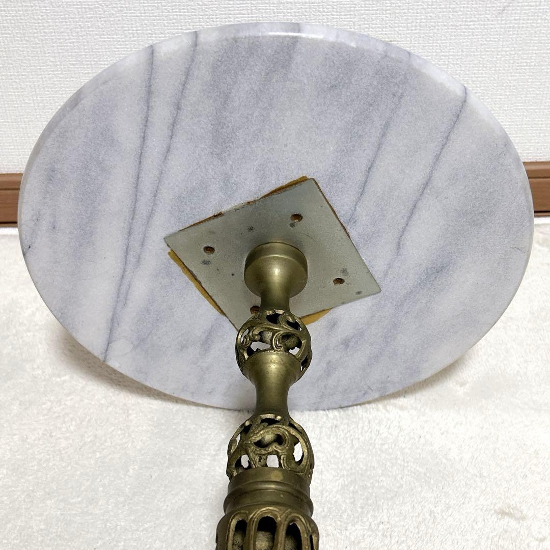 アンティーク 真鍮製 ヴィンテージ 大理石 サイドテーブル 花台 インテリア