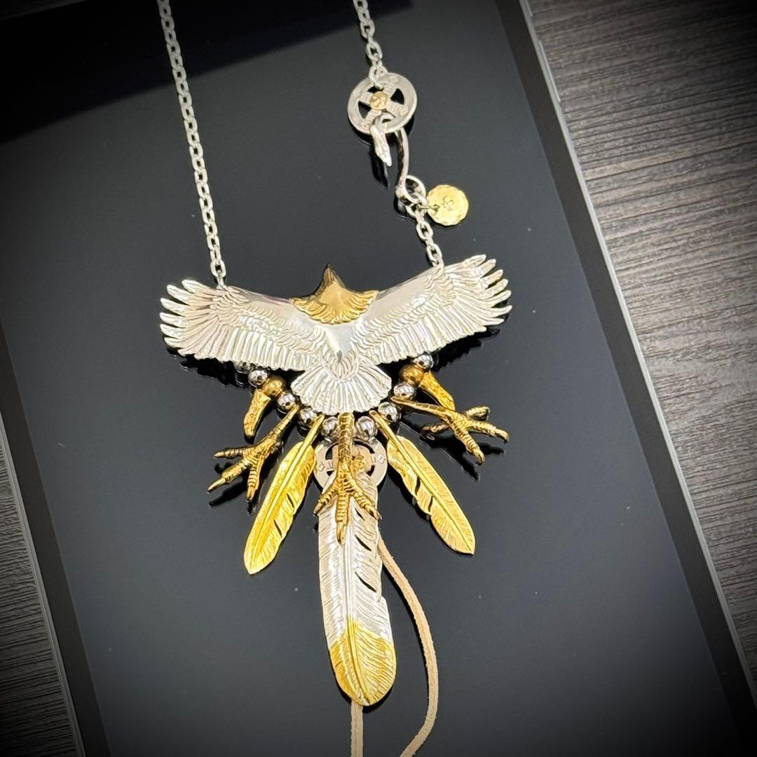 925特大イーグル 金爪先金フェザーセット！フェザーネックレス　登坂広臣キムタク