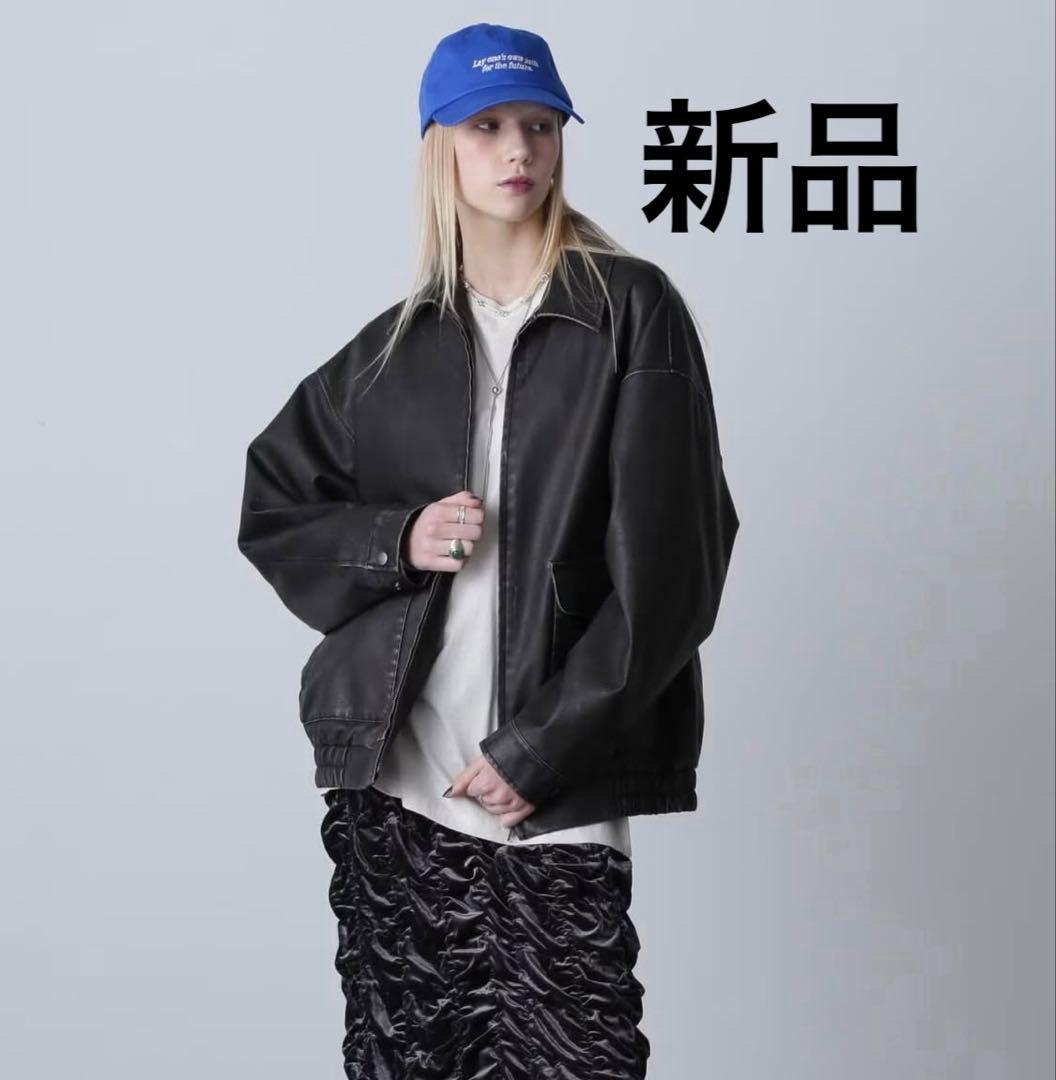 【新品】ROSE BUD レザーライクブルゾン ブラック