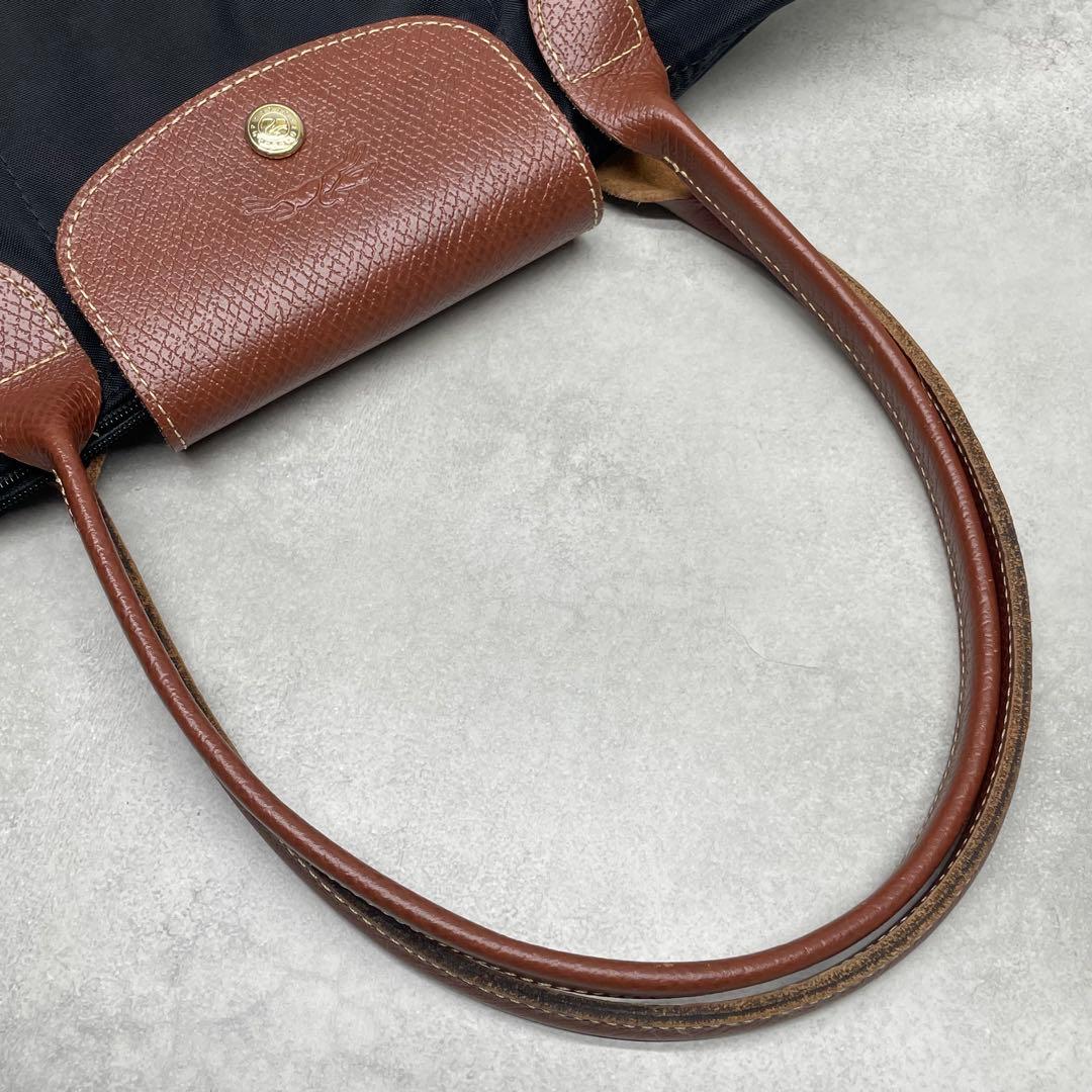 美品✨ロンシャン プリアージュ M トートバッグ ナイロン×レザー 肩掛け 黒