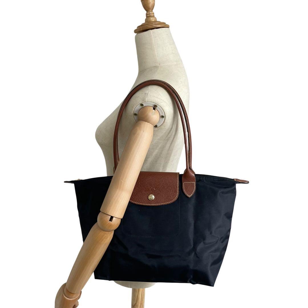 美品✨ロンシャン プリアージュ M トートバッグ ナイロン×レザー 肩掛け 黒