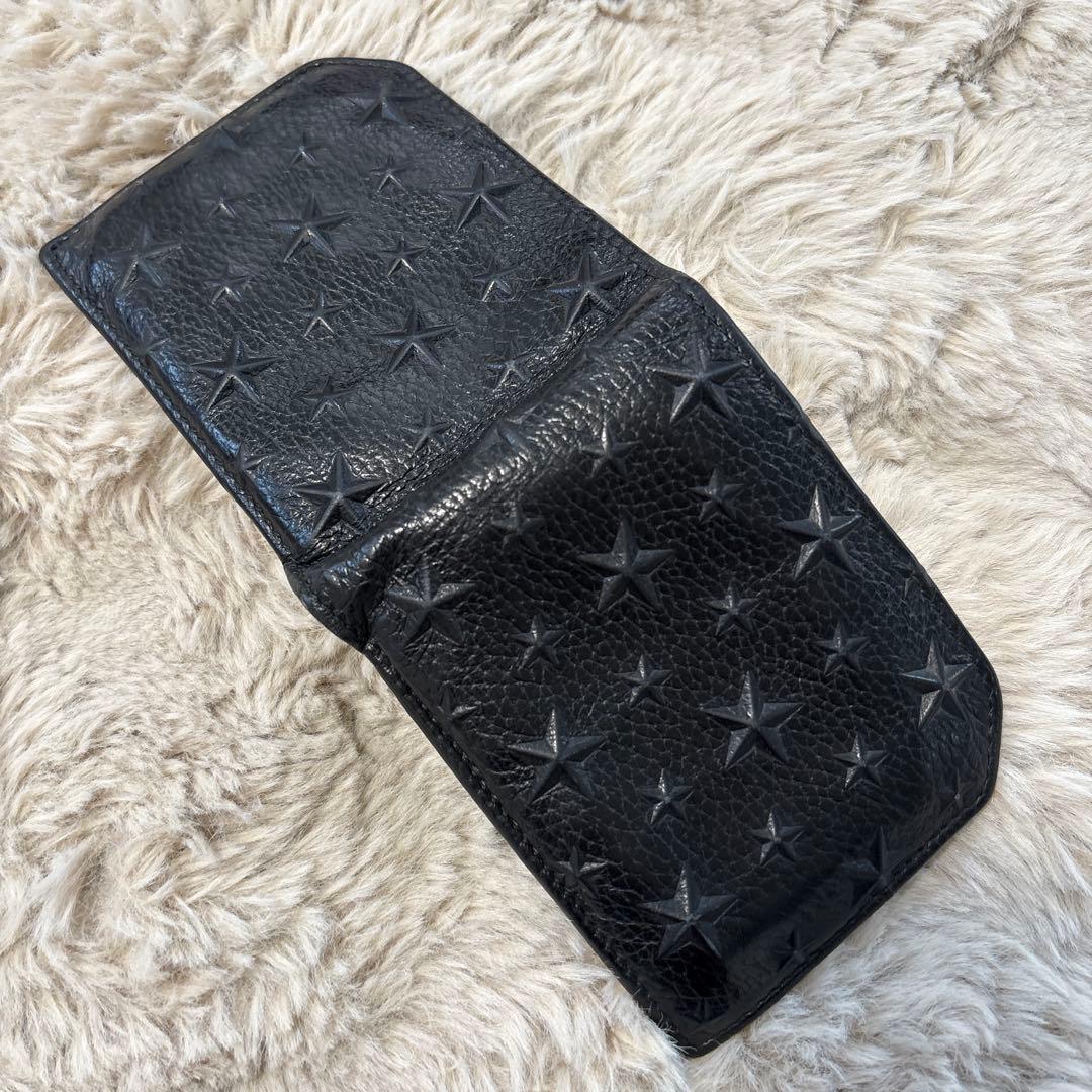 JIMMY CHOO ジミーチュウ ブラックレザー 星型エンボス 二つ折り財布