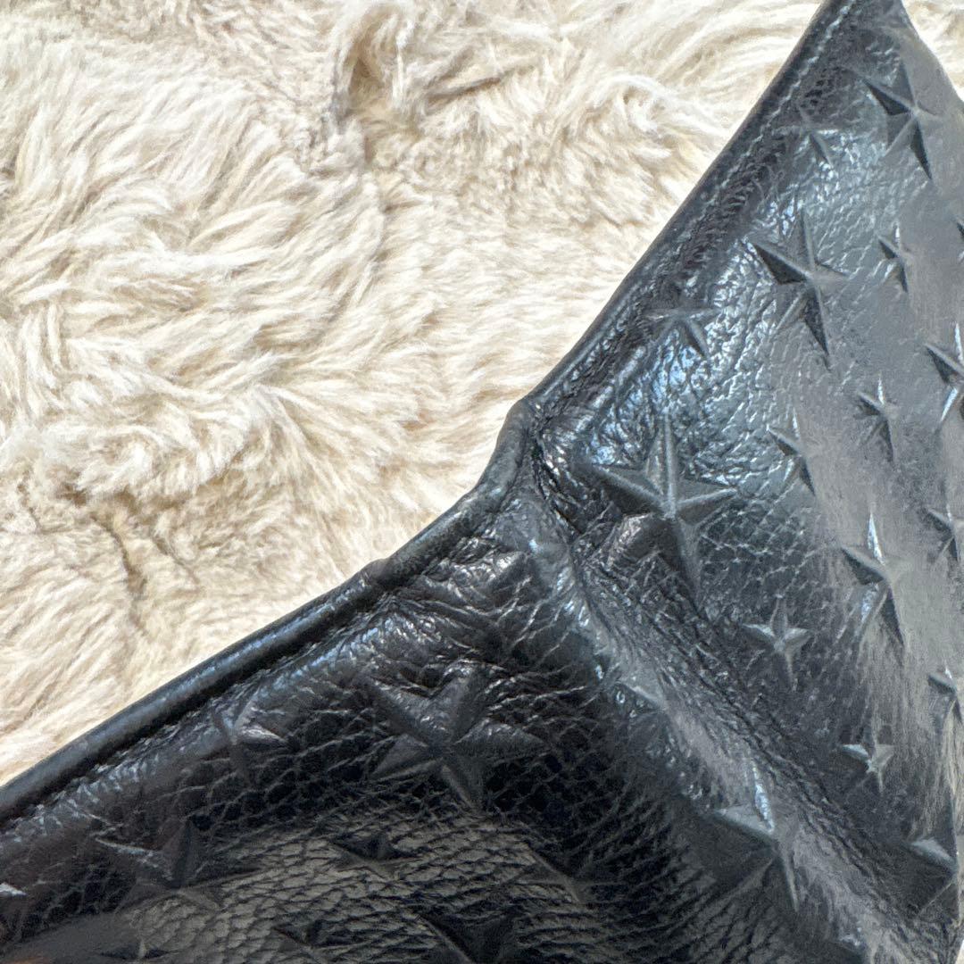 JIMMY CHOO ジミーチュウ ブラックレザー 星型エンボス 二つ折り財布
