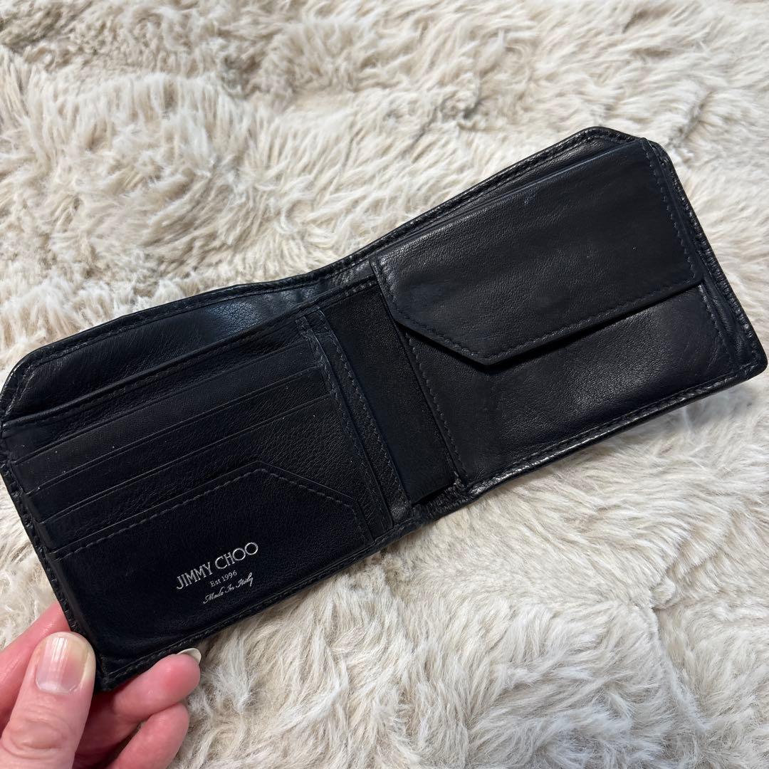 JIMMY CHOO ジミーチュウ ブラックレザー 星型エンボス 二つ折り財布