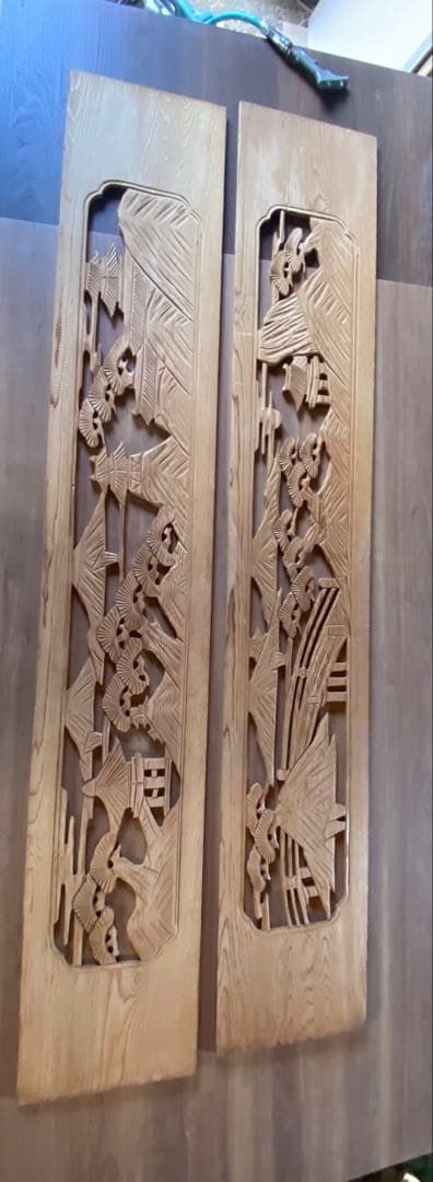彫刻欄間2枚1組⓴