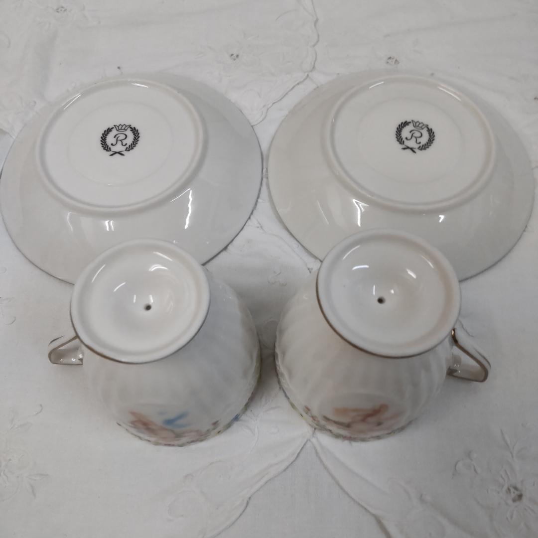 カップ&ソーサー　2客セット　エンゼル　天使　マイセン風　パステル