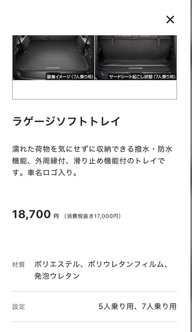最終値下げ　トヨタ　ランクル250 ラゲージソフトトレイ 5人乗り 7人乗り