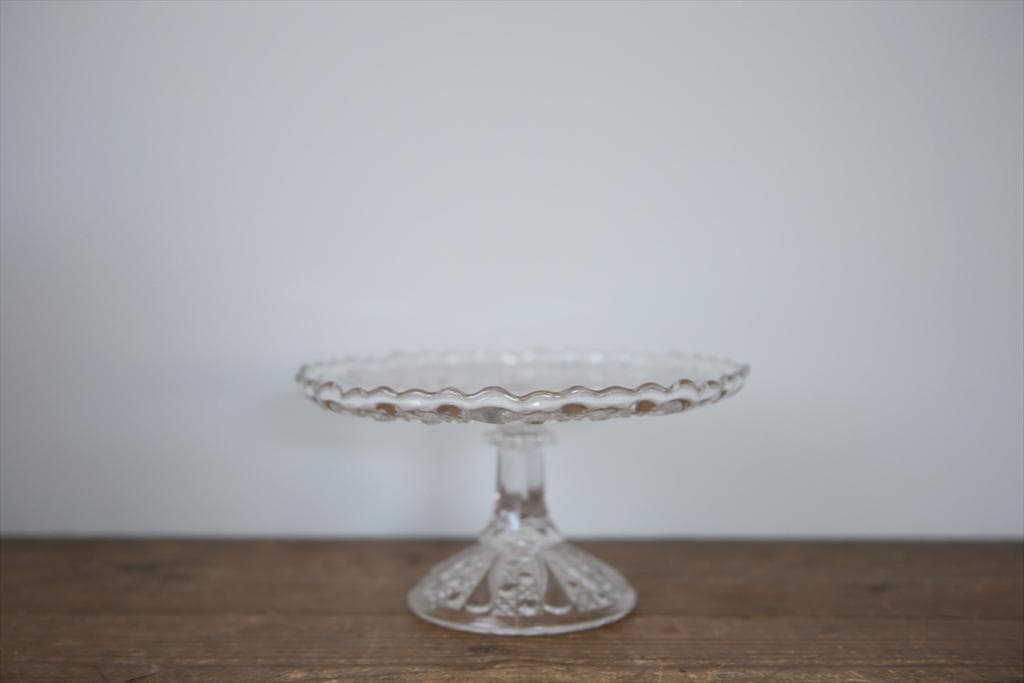 英国アンティークガラス製コンポート/ケーキスタンド/食器飾り棚(84-194-3
