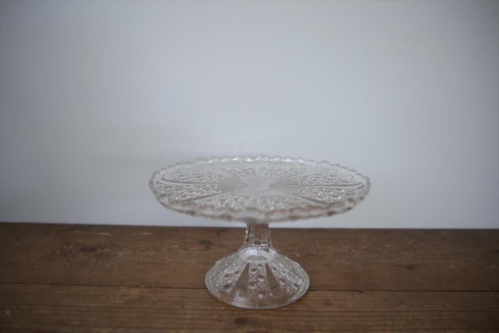 英国アンティークガラス製コンポート/ケーキスタンド/食器飾り棚(84-194-3