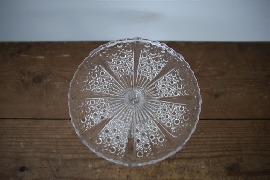 英国アンティークガラス製コンポート/ケーキスタンド/食器飾り棚(84-194-3