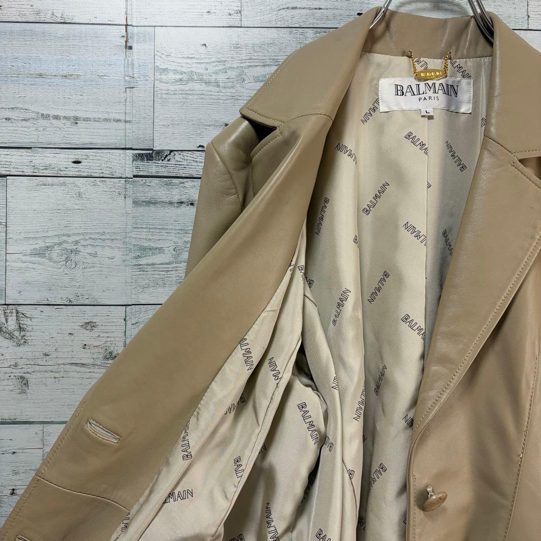 ☆最高級☆バルマン　レザージャケット　テーラードジャケット　ラムレザー&シルク