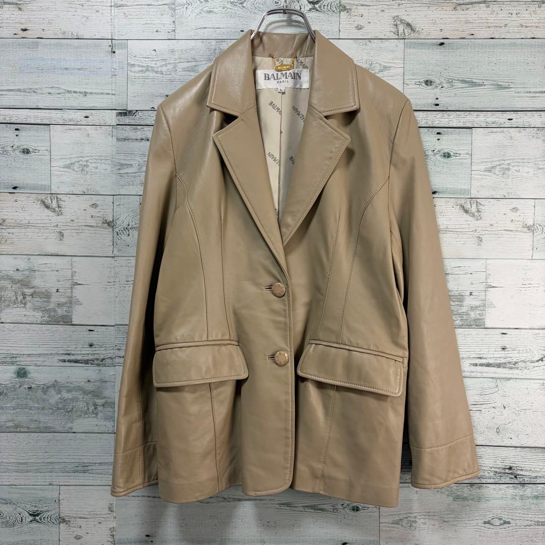 ☆最高級☆バルマン　レザージャケット　テーラードジャケット　ラムレザー&シルク